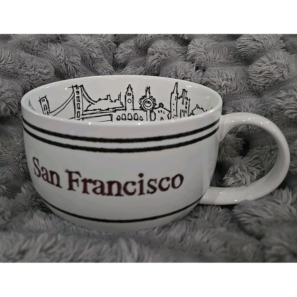 Large 24 fl oz SF Mercantile San Francisco Skyline Oversize Coffee Mug 90s Vibes